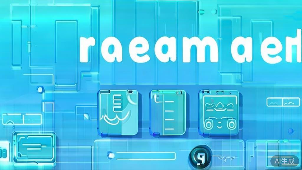 Flat vector illustration of 6 Dream API concepts, dashboard style, soft blue gradient