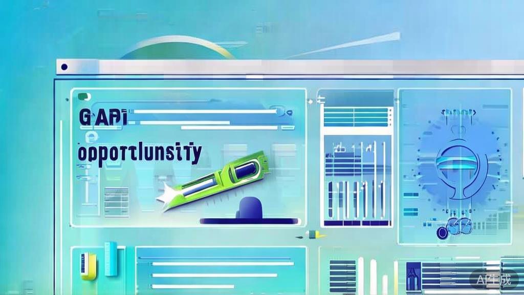 Flat vector illustration of API industry opportunities and challenges, dashboard style, soft blue gradient