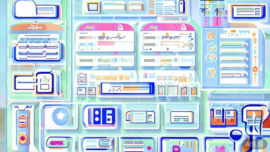 High-quality business illustration regarding API applications in various industries, minimal flat design