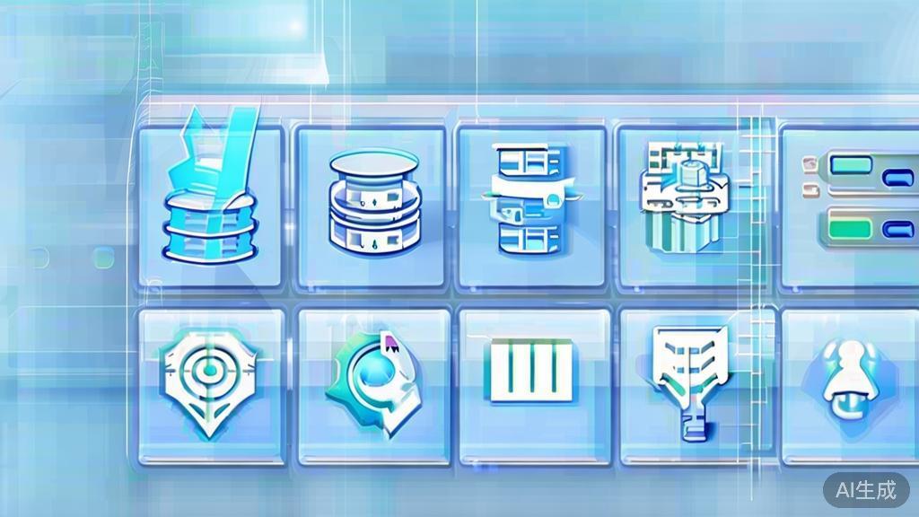 Flat vector illustration of traditional APIs, dashboard style, soft blue gradient