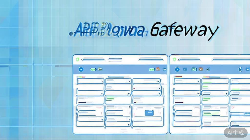 Flat vector illustration of API Gateway comparison, dashboard style, soft blue gradient
