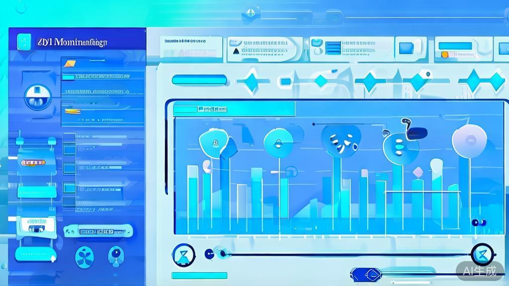 Flat vector illustration of API Monitoring, dashboard style, soft blue gradient