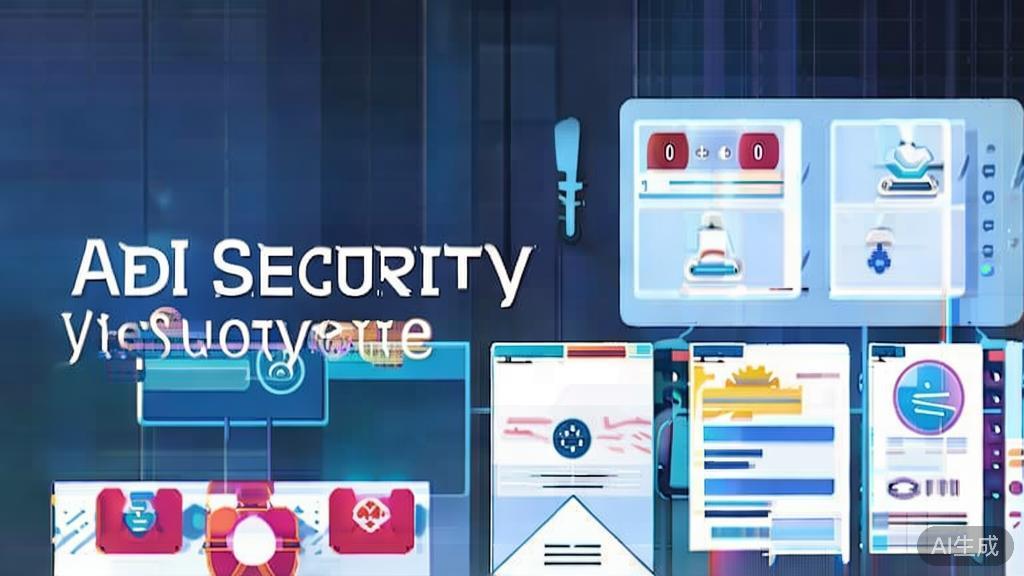 High-quality illustration on API security solutions, minimal flat design
