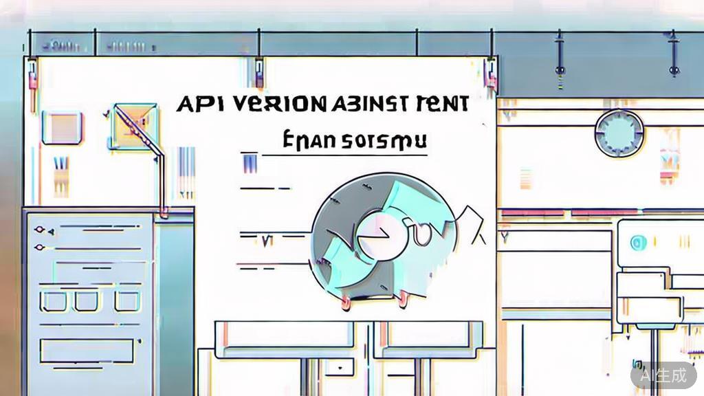 High-quality business illustration regarding API version management, minimal flat design