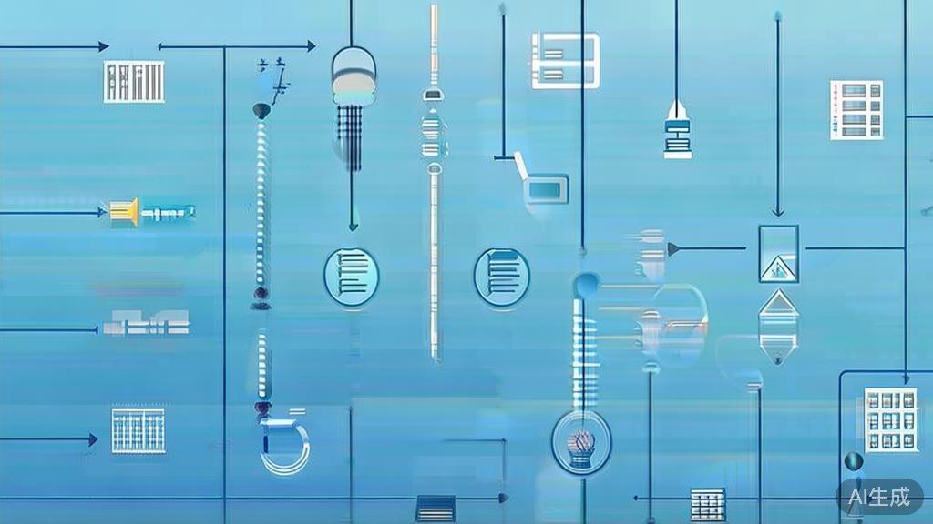 Flat vector illustration of API data flow, dashboard style, soft blue gradient