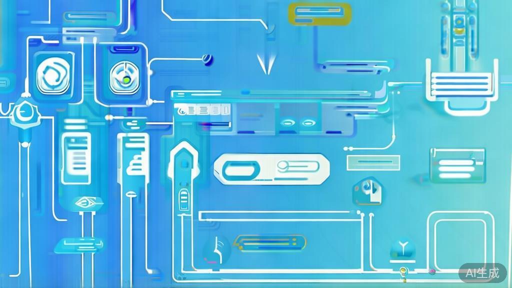 Flat vector illustration of data flow in API Gateway, dashboard style, soft blue gradient