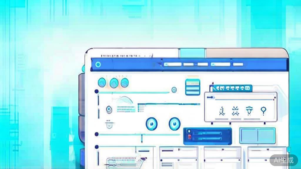 Flat vector illustration of API integration, dashboard style, soft blue gradient