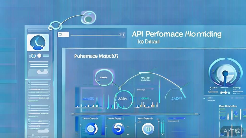Flat vector illustration of API performance monitoring, dashboard style, soft blue gradient
