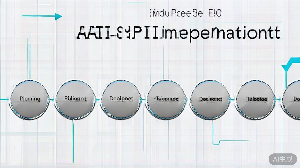 High-quality business illustration regarding API implementation steps, minimal flat design