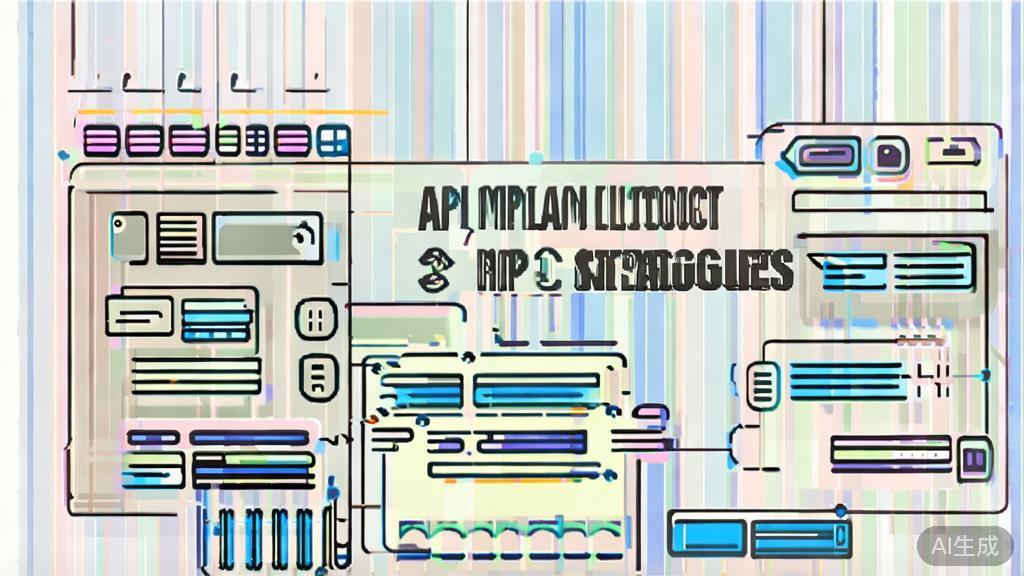 High-quality business illustration regarding API implementation strategies, minimal flat design