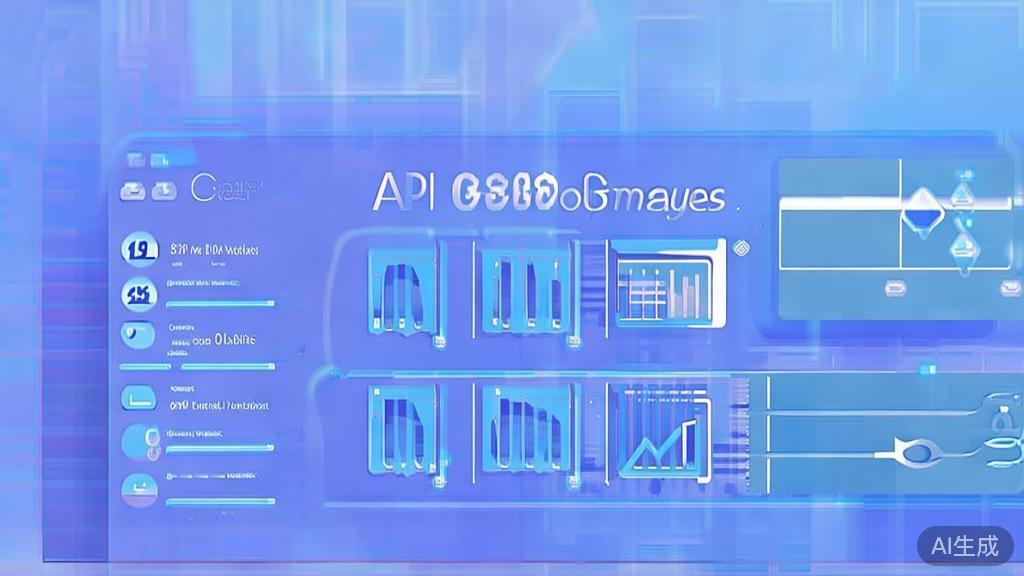Flat vector illustration of API cost analysis, dashboard style, soft blue gradient