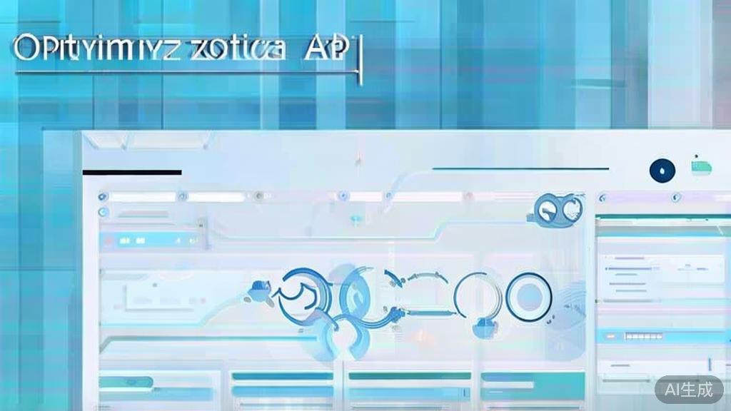Flat vector illustration of optimizing API performance, dashboard style, soft blue gradient