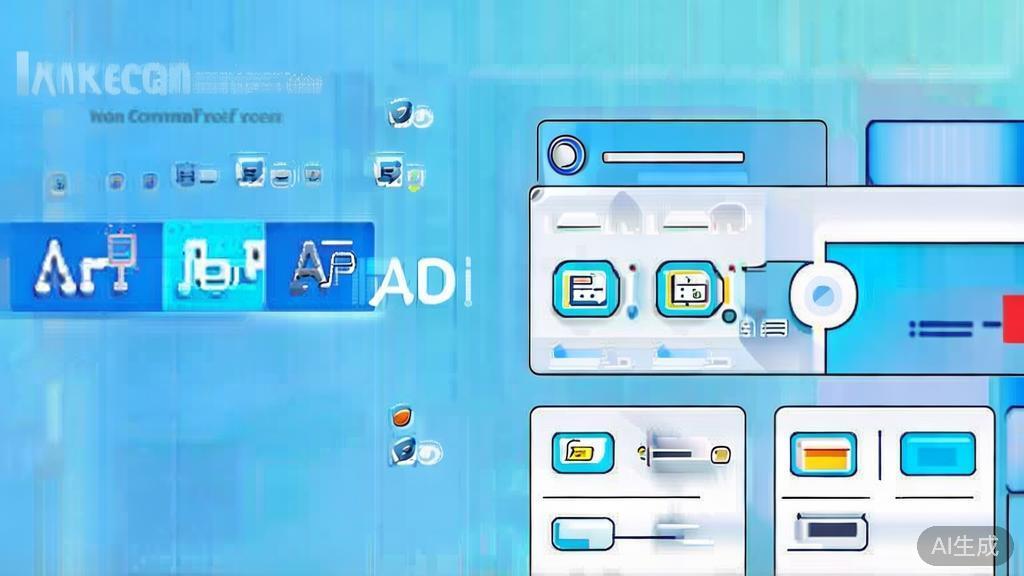Flat vector illustration of e-commerce platform API integration, dashboard style, soft blue gradient