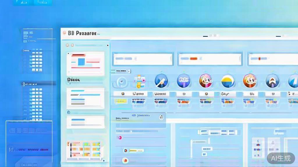 Flat vector illustration of API parameters, dashboard style, soft blue gradient