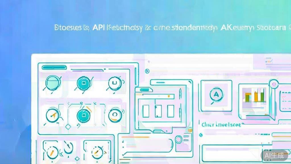 Flat vector illustration of API selection process, dashboard style, soft blue gradient
