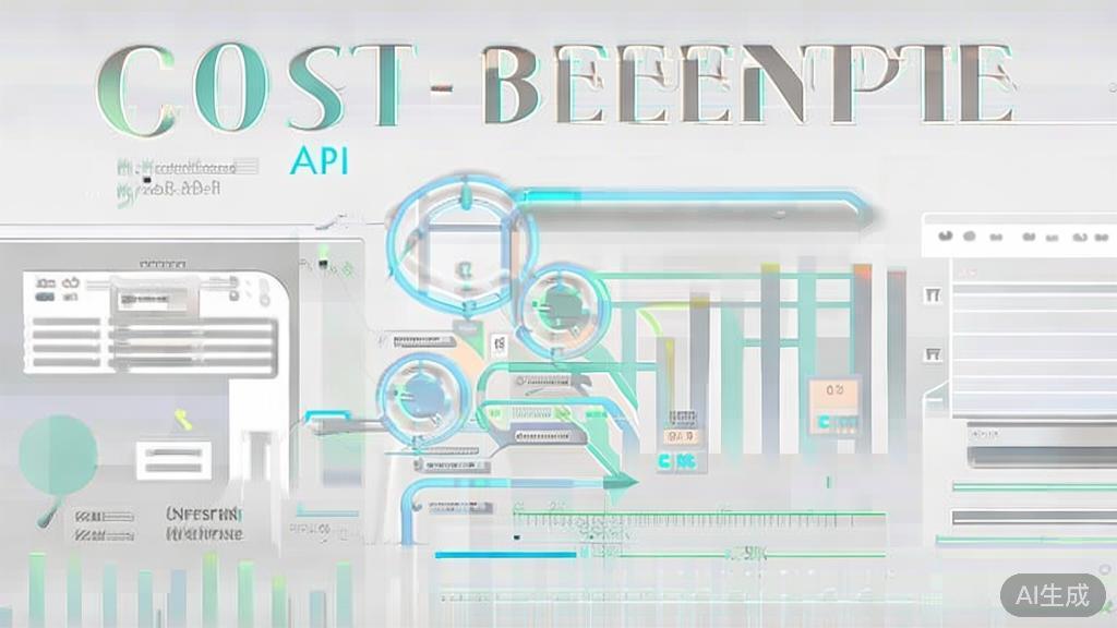 "High-quality business illustration regarding cost-benefit analysis of API, minimal flat design"