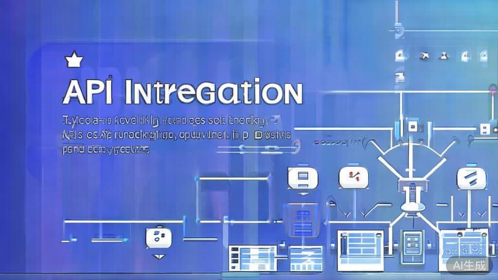 Flat vector illustration of API integration process, dashboard style, soft blue gradient