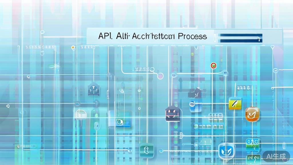 Flat vector illustration of API authentication process, dashboard style, soft blue gradient