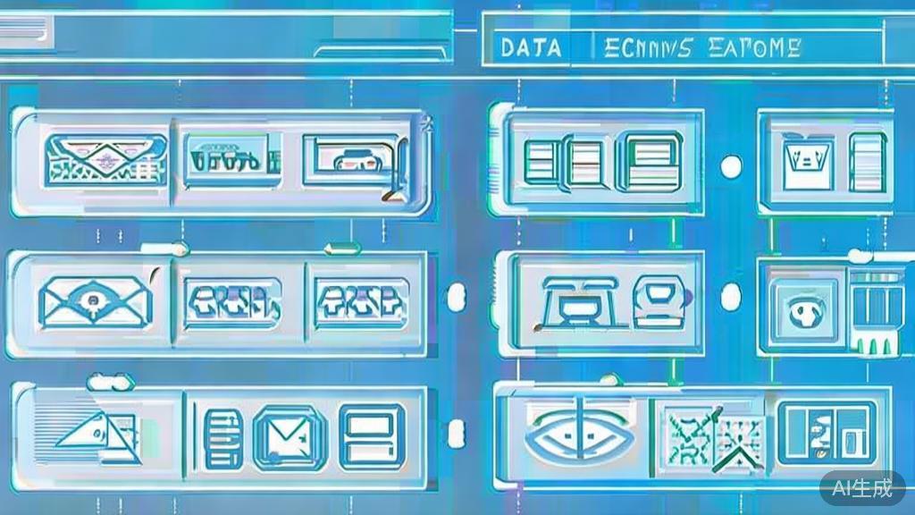 Flat vector illustration of traditional data exchange methods, dashboard style, soft blue gradient