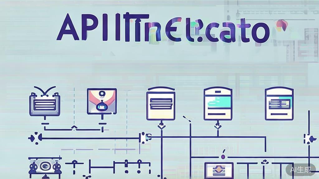 High-quality illustration of API integration strategy, minimal flat design