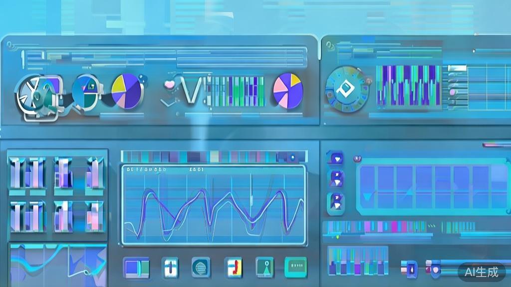 Flat vector illustration of data analysis, dashboard style, soft blue gradient