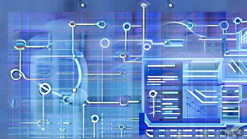 Flat vector illustration of AI technology development, dashboard style, soft blue gradient