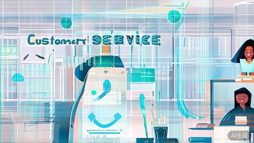 "High-quality business illustration of a customer service scenario using AI solutions, flat design"