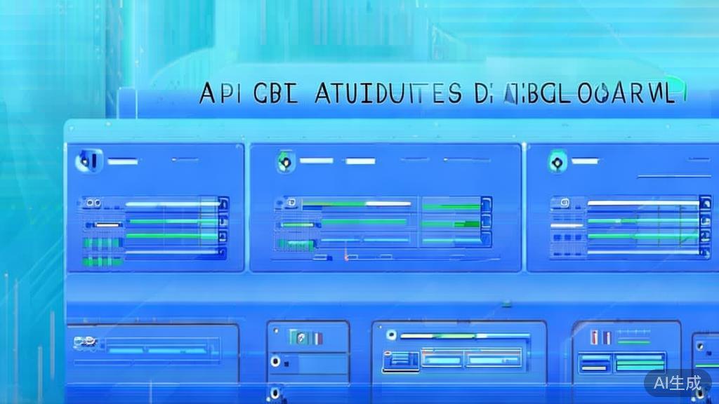 Flat vector illustration of flexible API attributes, dashboard style, soft blue gradient