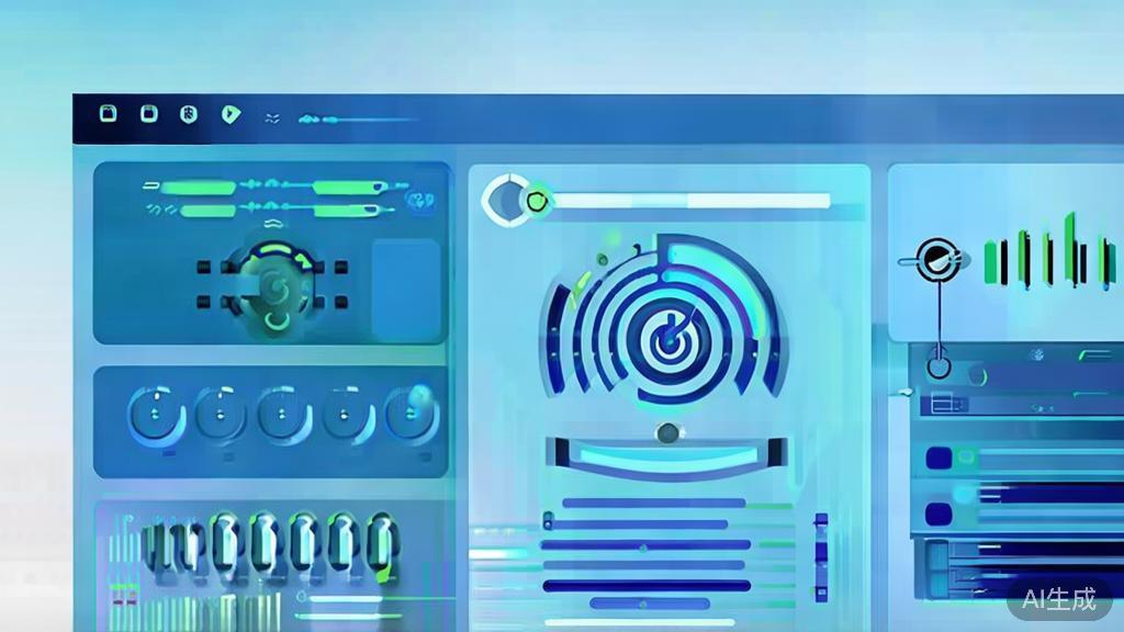"Flat vector illustration of server load management, dashboard style, soft blue gradient"
