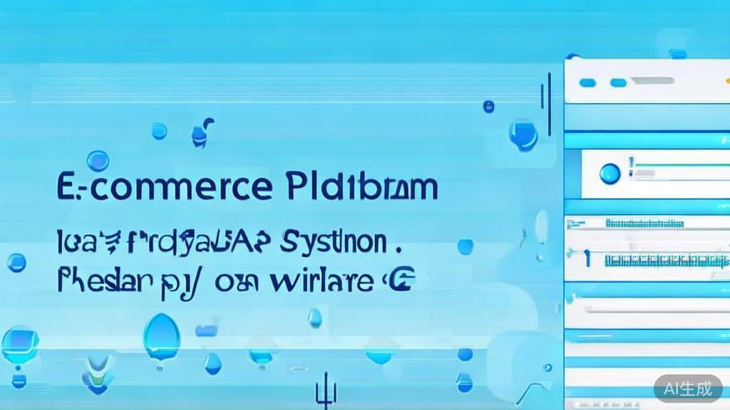 Flat vector illustration of e-commerce platform using low-cost API transit, dashboard style, soft blue gradient