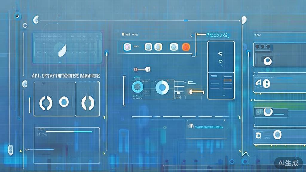 Flat vector illustration of API service performance, dashboard style, soft blue gradient