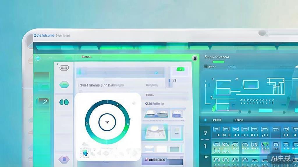 Flat vector illustration of smart home device integration, dashboard style, soft blue gradient