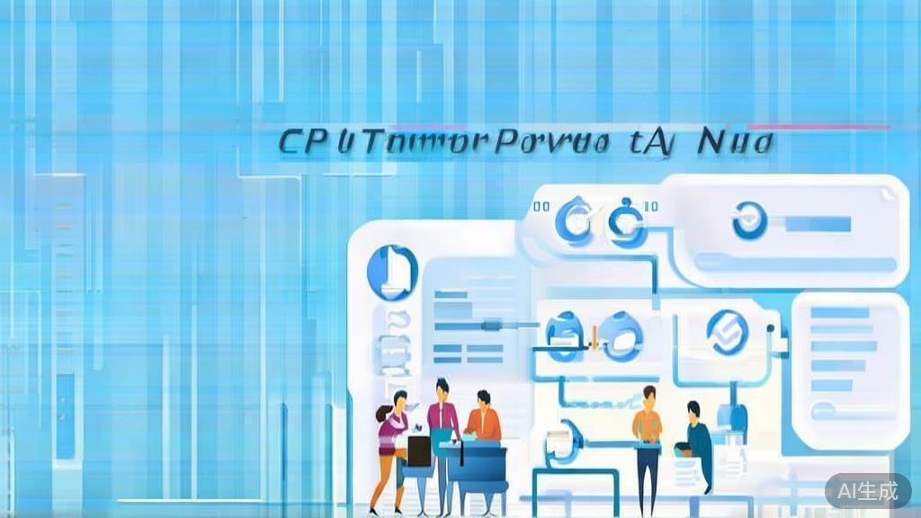 Flat vector illustration of telecom provider enhancing service efficiency through API, soft blue gradient