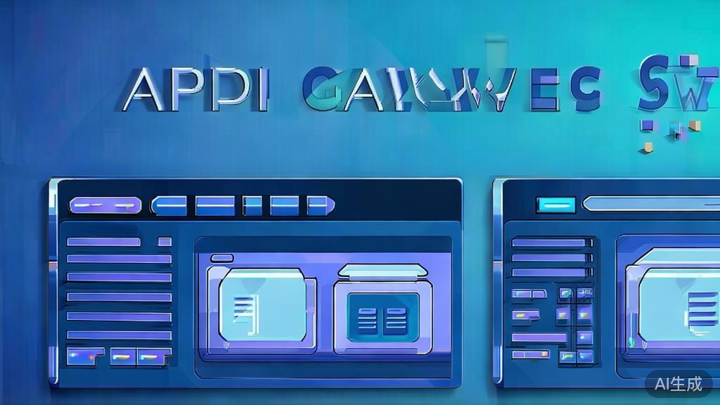 Flat vector illustration of API gateway comparison, dashboard style, soft blue gradient