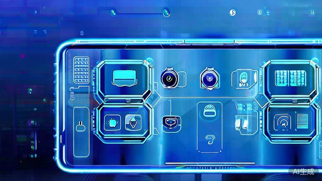 Flat vector illustration of future technology trends, dashboard style, soft blue gradient