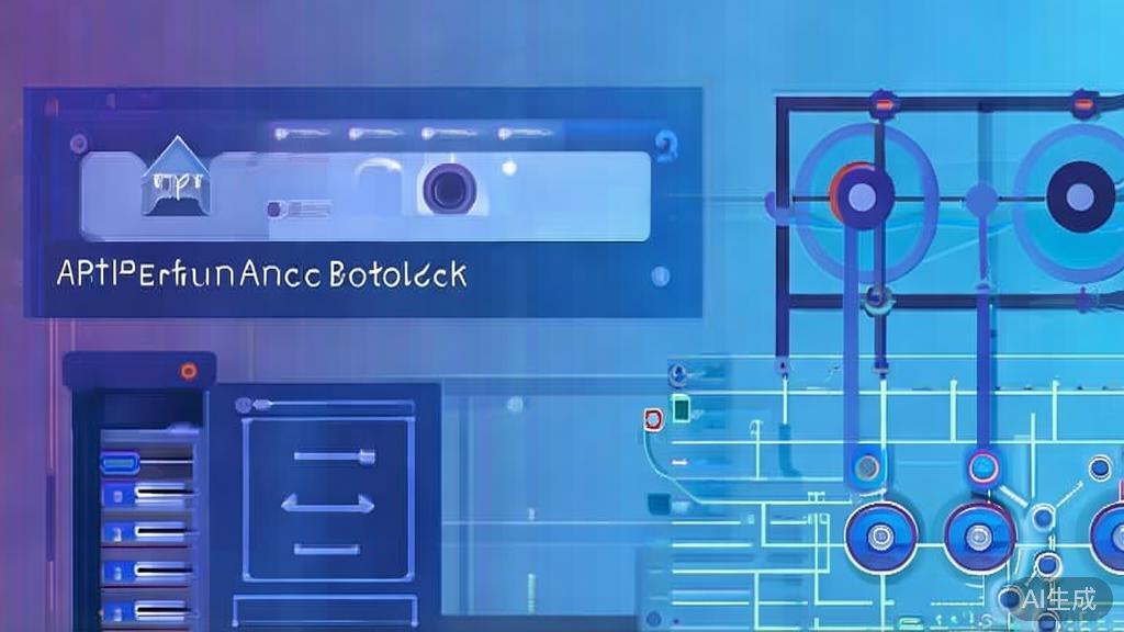 Flat vector illustration of API performance bottleneck, dashboard style, soft blue gradient