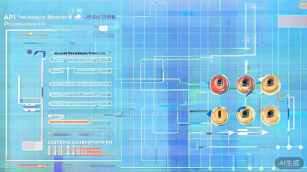 Flat vector illustration of API transfer processes, dashboard style, soft blue gradient