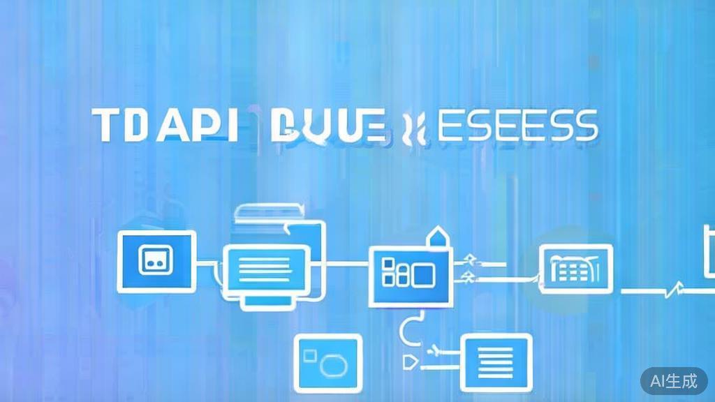 Flat vector illustration of API request process, dashboard style, soft blue gradient
