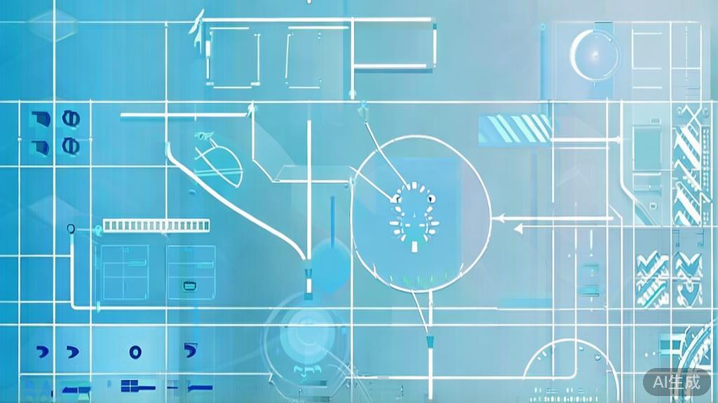 Flat vector illustration of data processing logic, dashboard style, soft blue gradient