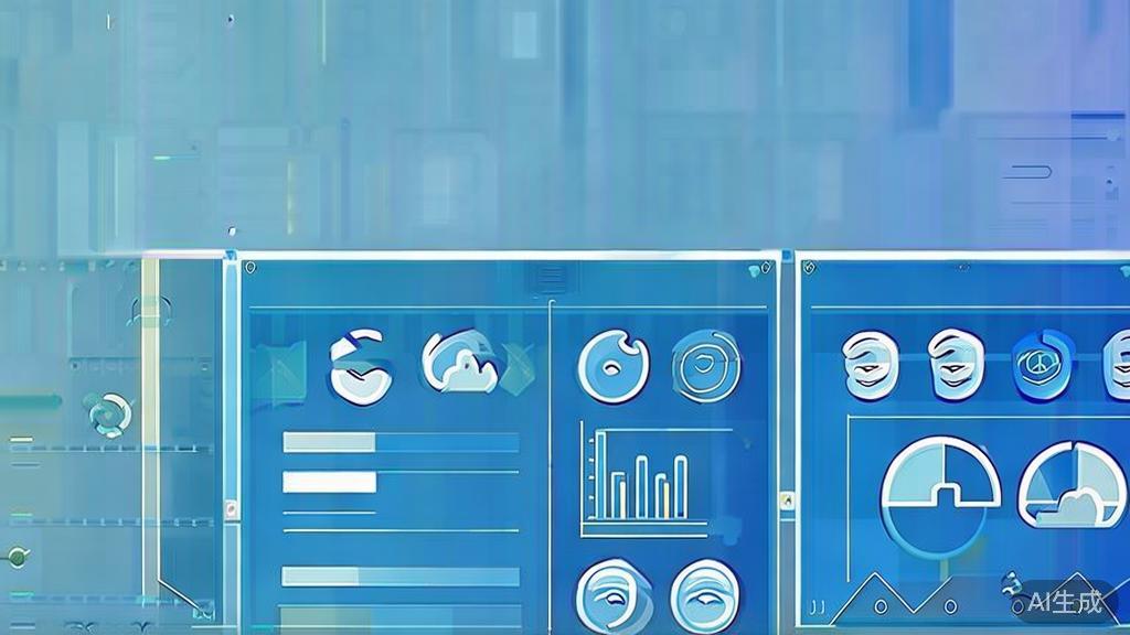 Flat vector illustration of data integration trends, dashboard style, soft blue gradient