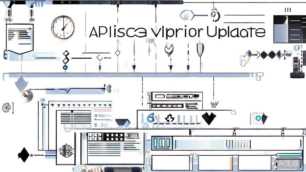 "Flat vector illustration of API version update process, minimal flat design"