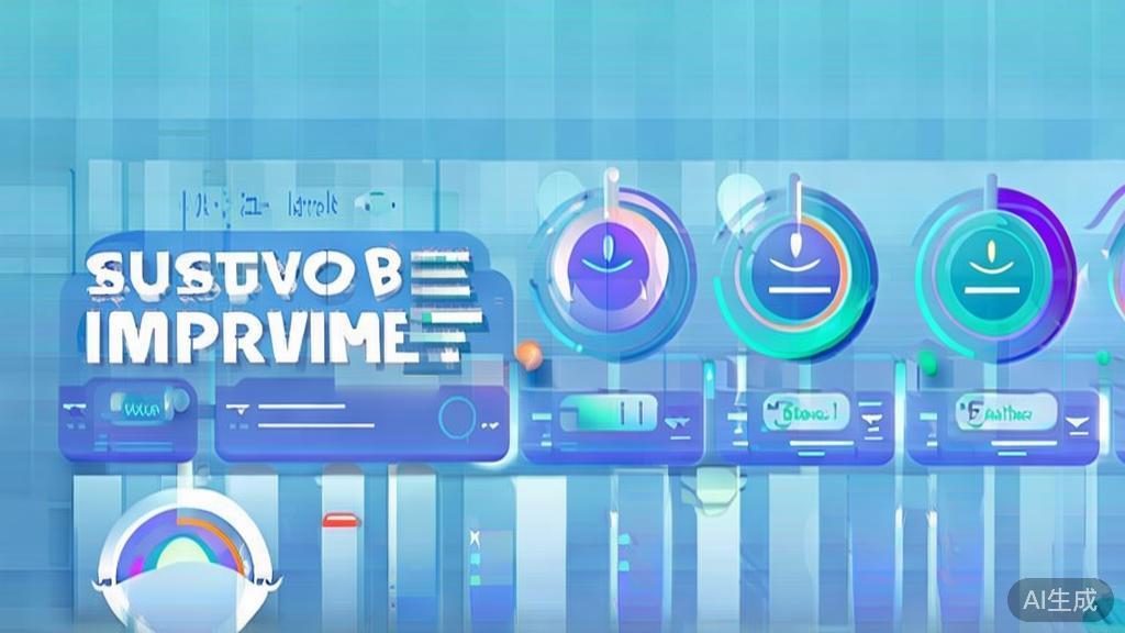 Flat vector illustration of customer service improvement, dashboard style, soft blue gradient