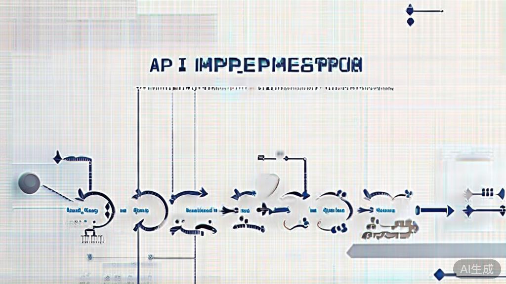 High-quality business illustration regarding API implementation steps, minimal flat design