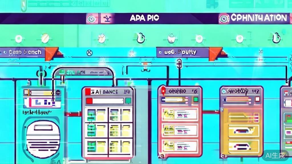 "Flat vector illustration depicting a step-by-step guide for selecting an API, showcasing each step visually"