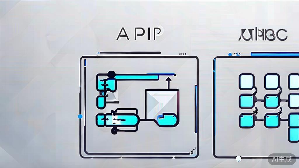 High-quality illustration depicting API architecture comparison, minimal flat design