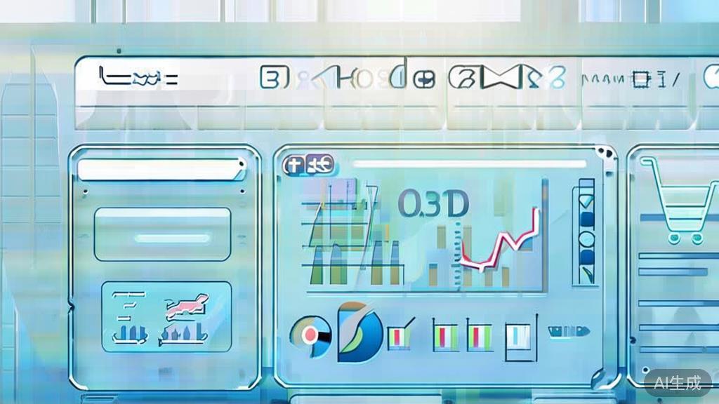 Flat vector illustration of 电商平台转型, dashboard style, soft blue gradient