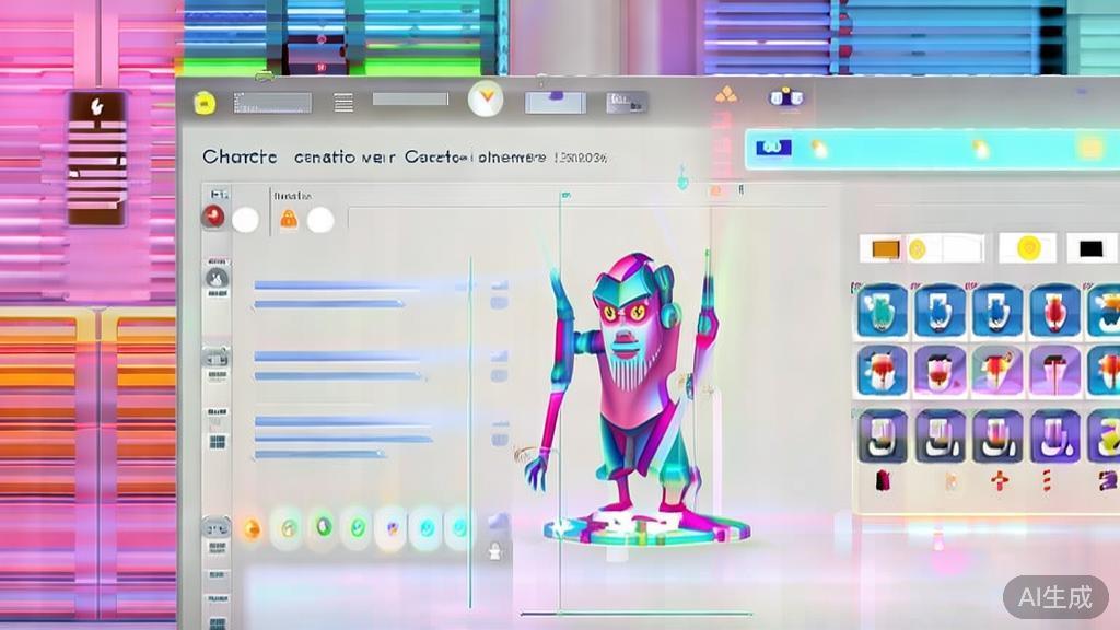 High-quality illustration of Character Creator software in action, minimal flat design