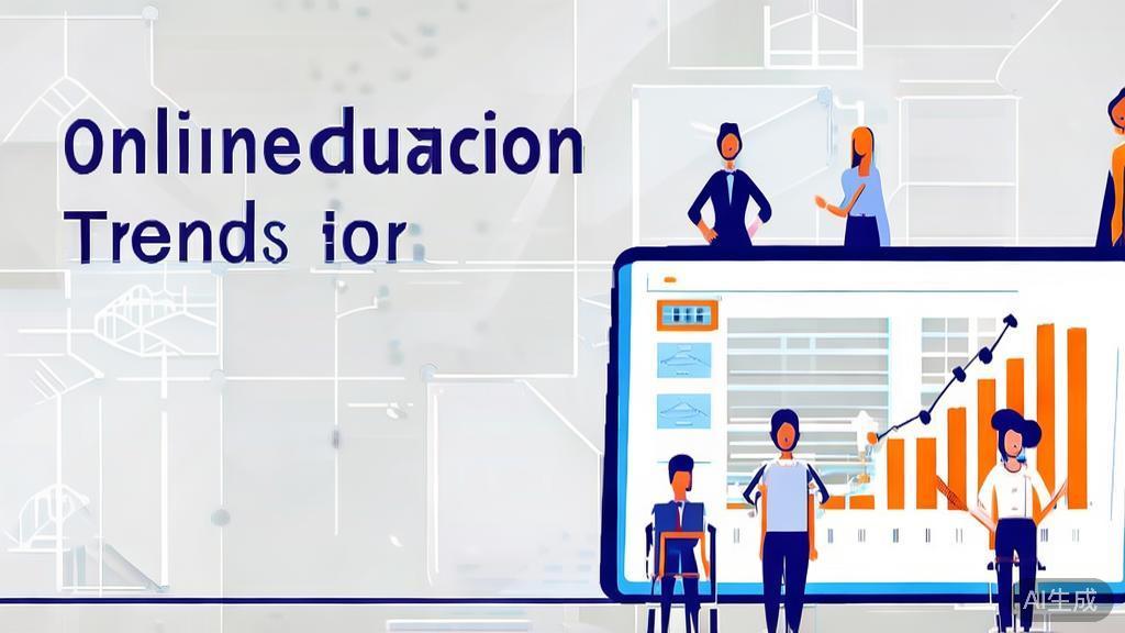 High-quality business illustration regarding online education trends, minimal flat design
