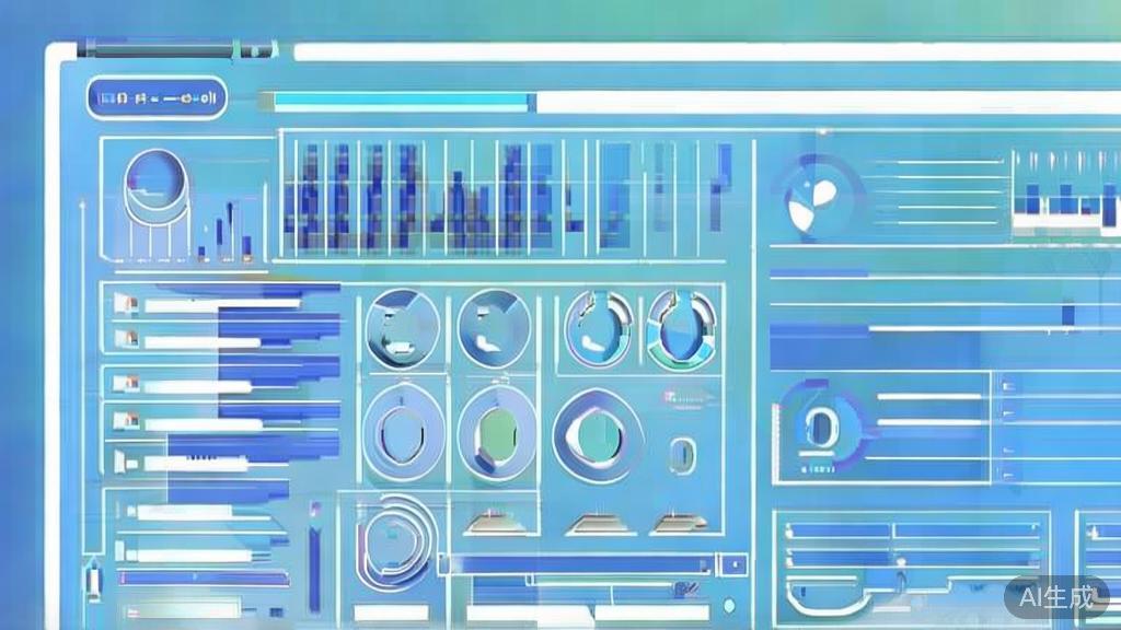 Flat vector illustration of entrepreneurship project analysis, dashboard style, soft blue gradient