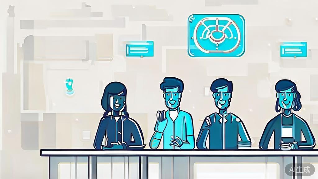 Flat vector illustration of a diverse group of entrepreneurs brainstorming on AI solutions, minimal design style
